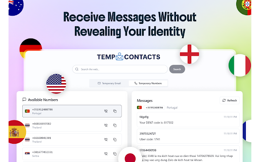 Temporary Contacts – Temp Phone Number and Temp Mail Instantly screenshot