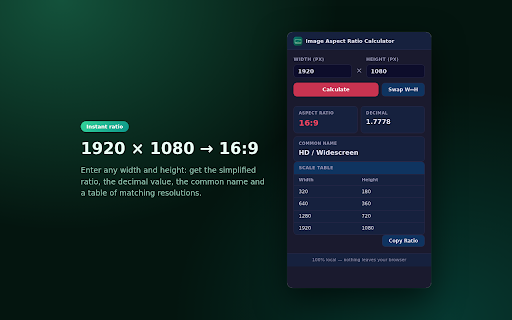 Aspect Ratio Calculator screenshot