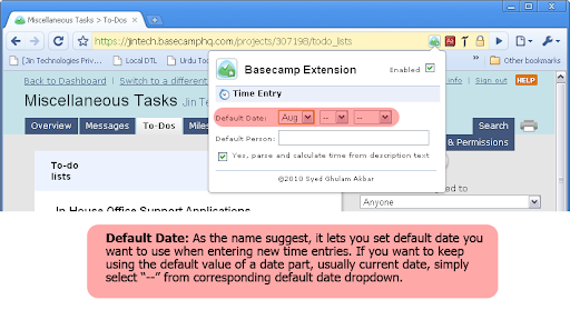 Basecamp Extension screenshot
