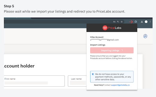 PriceLabs - VRBO Reconnection extension screenshot