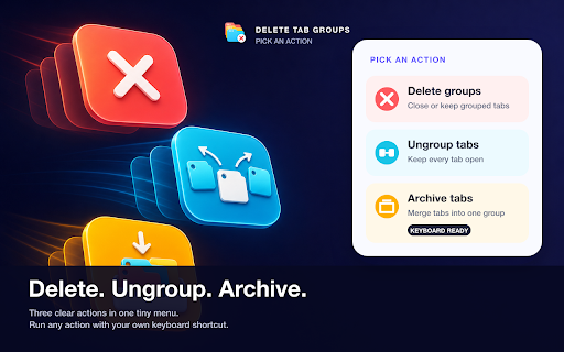 Delete Tab Groups: Tab Manager, Close Tabs & One Click Browser Cleanup Tool screenshot