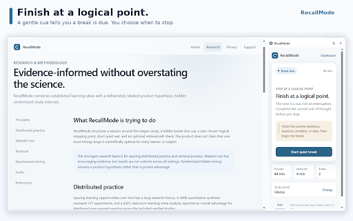 RecallMode — Smart Study Breaks screenshot