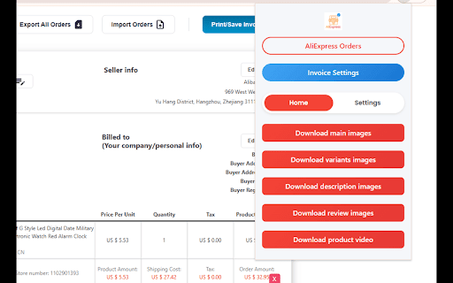 Ali Invoice - Download Aliexpress Invoice screenshot