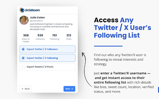 Circleboom Export Twitter/X Following screenshot