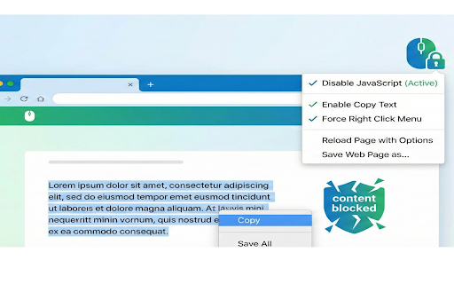 Enable Right Click - Allow Copy & Select Text screenshot