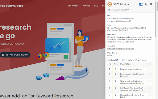 SEO Minion screenshot