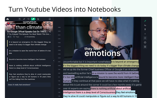 Youtube Highlighter & AI Summary - Web Highlights screenshot
