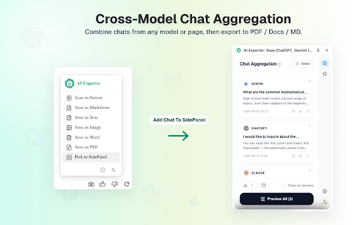 AI Exporter: Save ChatGPT, Gemini to PDF, Word, Markdown and Notion screenshot