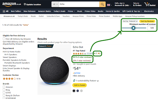 Amazon Sort by Review Count & Ratings - Shop Smarter! screenshot
