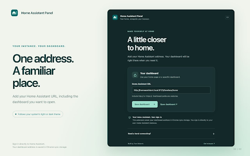 Home Assistant Panel screenshot