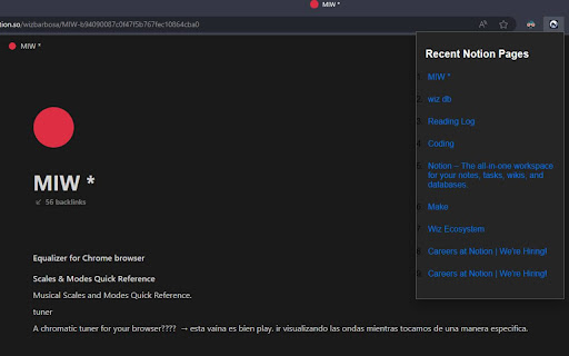 Notion Recent Pages screenshot