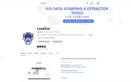 YouTube Email Finder & Phone Number Finder by LeadStal screenshot