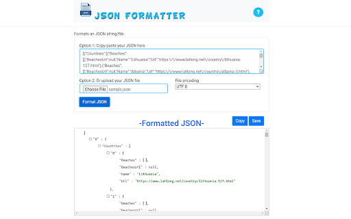 JSON Formatter screenshot