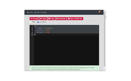 JSON Formatter screenshot