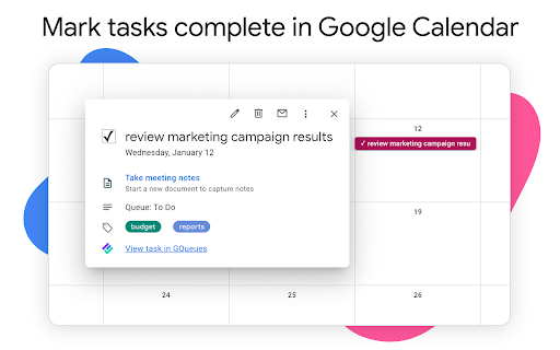 GQueues for Google Calendar screenshot