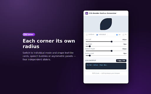 CSS Border Radius Generator screenshot