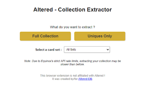 Altered - Collection Extractor screenshot