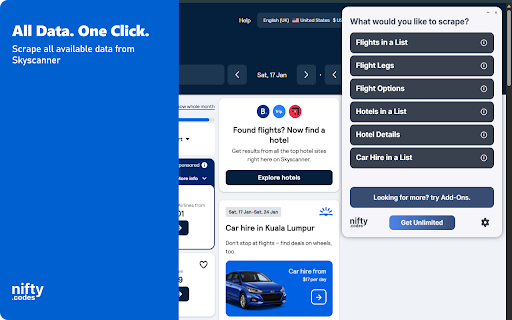 S-Flights Scraper: Export Flights, Hotels, Car Hire & More screenshot