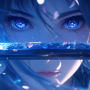 Anime girl sword blue eyes icon