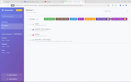 SessionFlow - Smart Tab & Session Manager screenshot