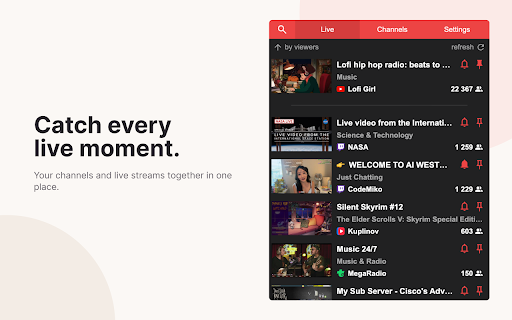 Stream Live — notifications for live streams screenshot