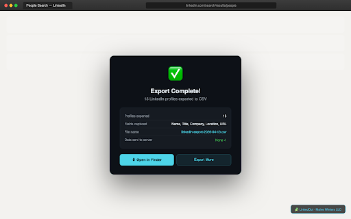 LinkedOut - LinkedIn Profile Exporter screenshot