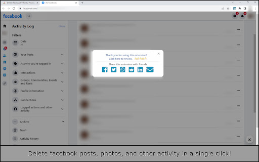 Delete Facebook™ Posts, Photos, etc. screenshot