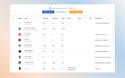 Follower & Email Extractor screenshot