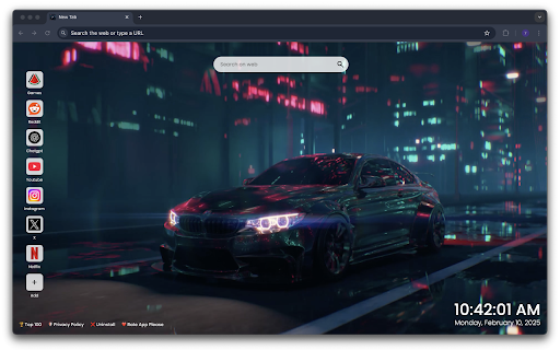 BMW M4 Night Live Wallpaper New Tab screenshot