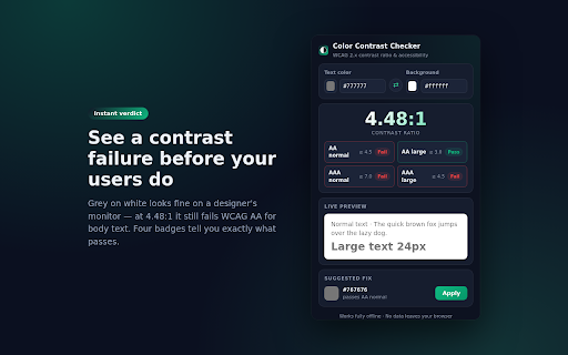 Color Contrast Checker - WCAG Accessibility Ratio Tool screenshot