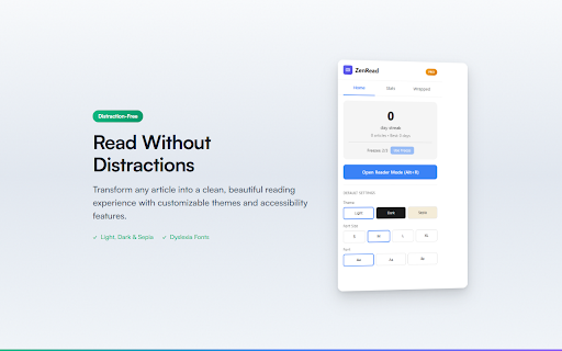 Reader Mode & Focus - ZenRead screenshot