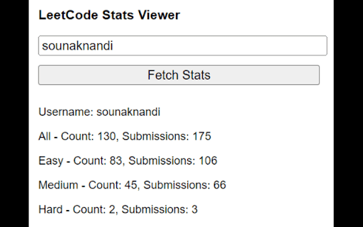 LeetCode Stats Viewer screenshot