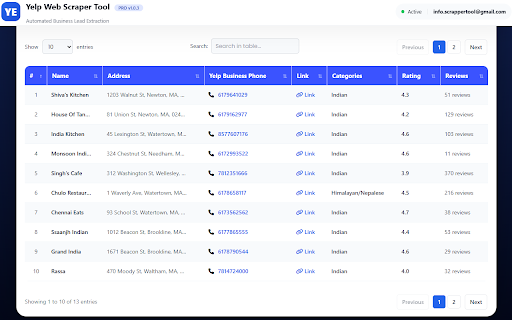 Yelp Web Scraper Tool – Extract Business Leads screenshot