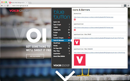 Blue Button | the webpage X-ray screenshot