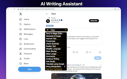 AI Chrome Extension powered by ChatGPT - Magictool AI screenshot
