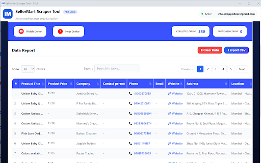 SellerMart Scraper Tool – Scrape Seller Leads screenshot