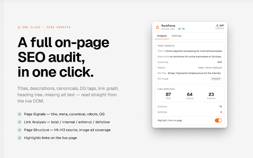 RankParse SEO Toolkit screenshot