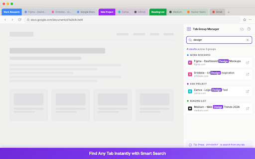 Tab Group Manager by Zovo - Save Groups Across Sessions screenshot