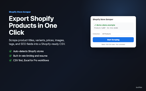 Shopify Store Scraper - Export Products to CSV screenshot