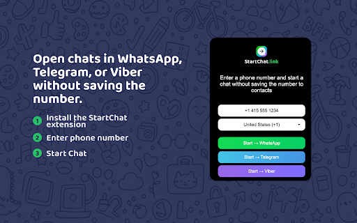 StartChat – Open Chat Without Saving Number screenshot