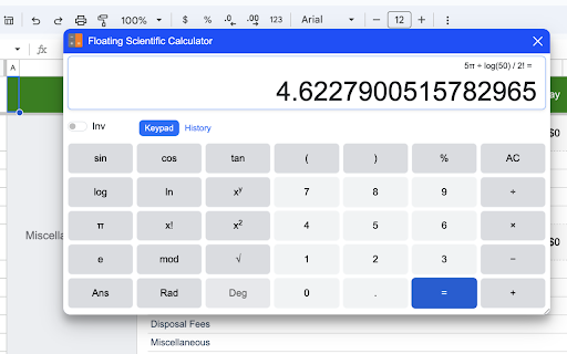 Floating Scientific Calculator screenshot