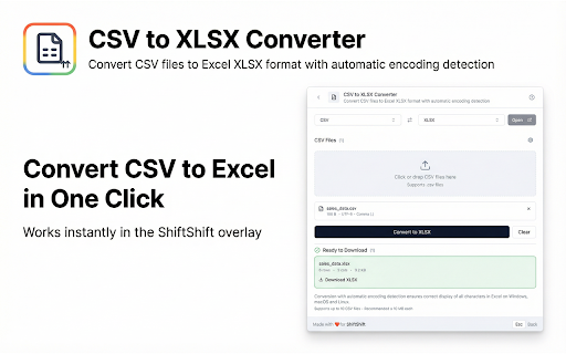 CSV to XLSX screenshot