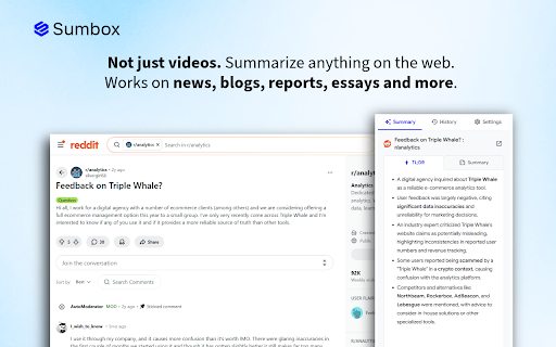 Sumbox - YouTube & web summarizer screenshot