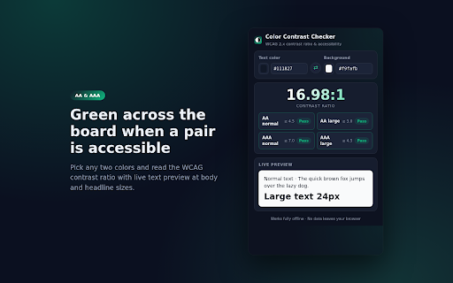 Color Contrast Checker - WCAG Accessibility Ratio Tool screenshot