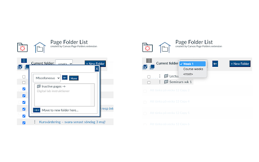 Canvas Page Folders screenshot