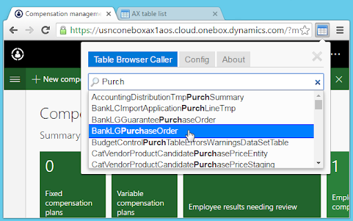 Table Browser Caller for D365FO screenshot