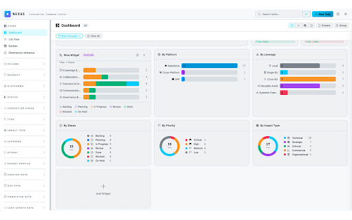 NEXUS · Innovation Command Center screenshot