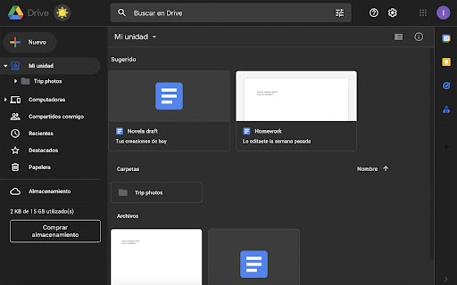 Google Drive Dark Mode screenshot