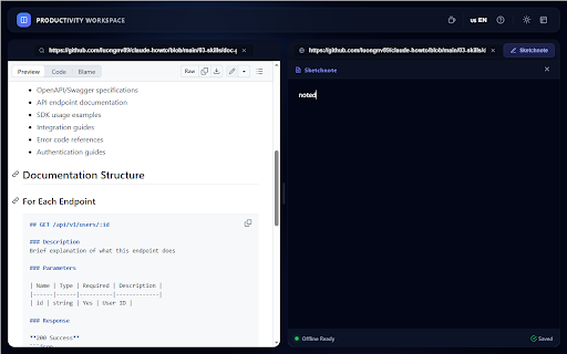 Split-Screen Workspace screenshot