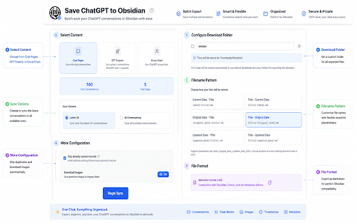 Save ChatGPT to Obsidian markdown file screenshot